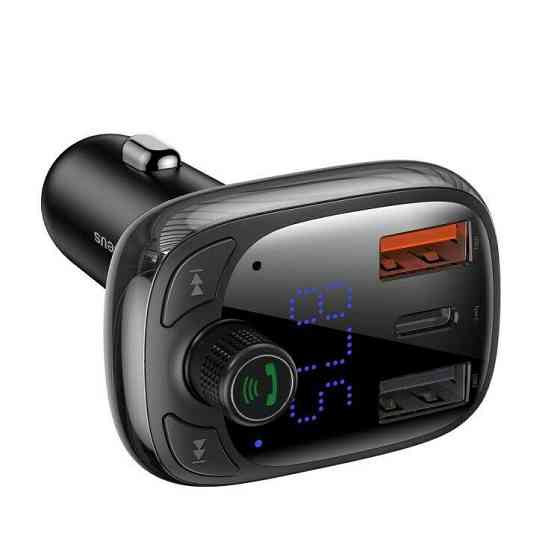 FM трансмітер модулятор Baseus S-13 Bluetooth 5.0 c функцією зарядки (Чорний, 2xUSB, 1xType-C) Николаев