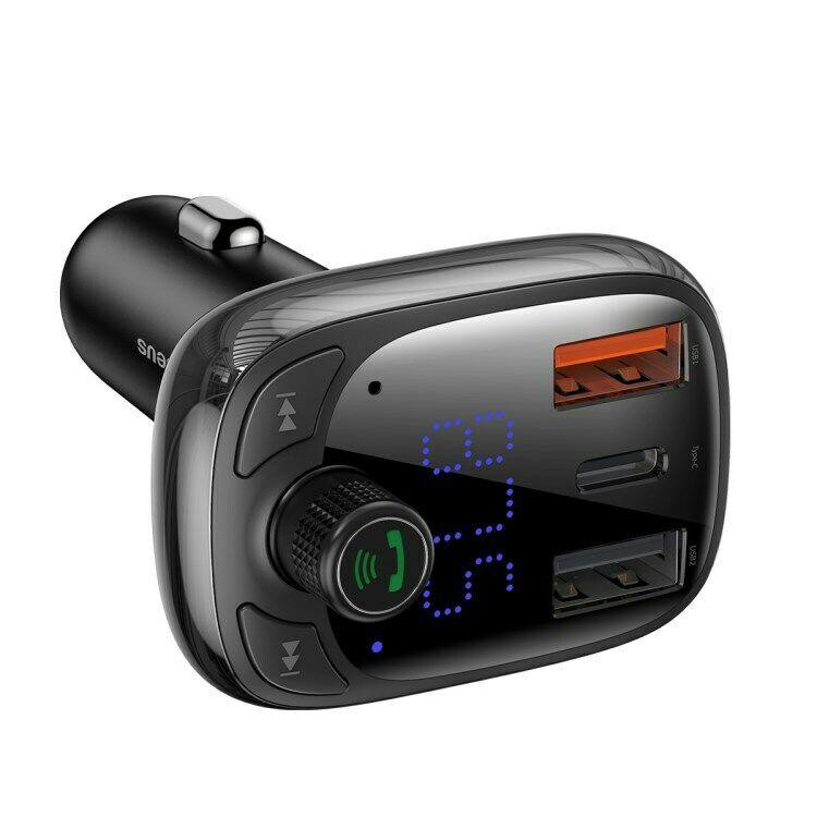 FM трансмітер модулятор Baseus S-13 Bluetooth 5.0 c функцією зарядки (Чорний, 2xUSB, 1xType-C) Николаев - изображение 4