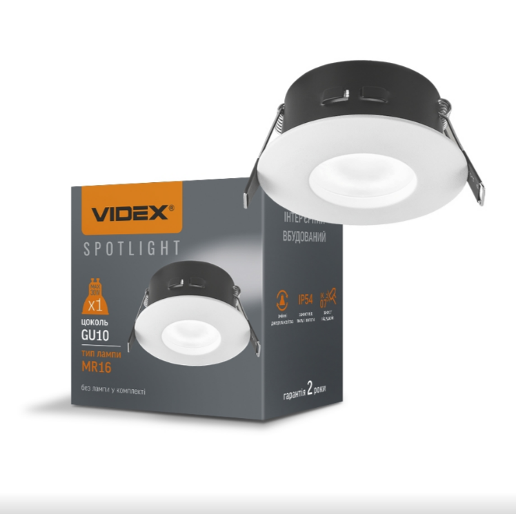 LED Світильник врізний під лампу GU10 круглий білий VL-SPF10R-W Videx Житомир - изображение 1