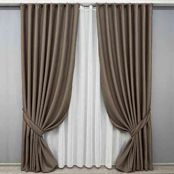 Комплект готових штор VR-Textil Рогожка TERRA LUXE № 1860ш Какао 100х290 см 2 шт (31-0009) Київ