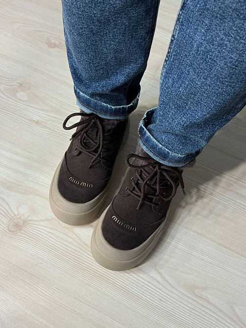 Черевики жіночі Hengji 677-2 замшеві високі кеди на хутрі коричневі, 36, 23 см Київ - фото 19