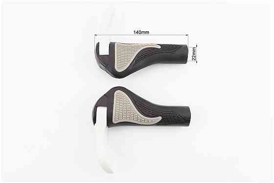 Ручки керма 140мм з затискачем Lock-On, ергономічні з ріжками, чорно-сіро-білі RB-BT1008 Киев