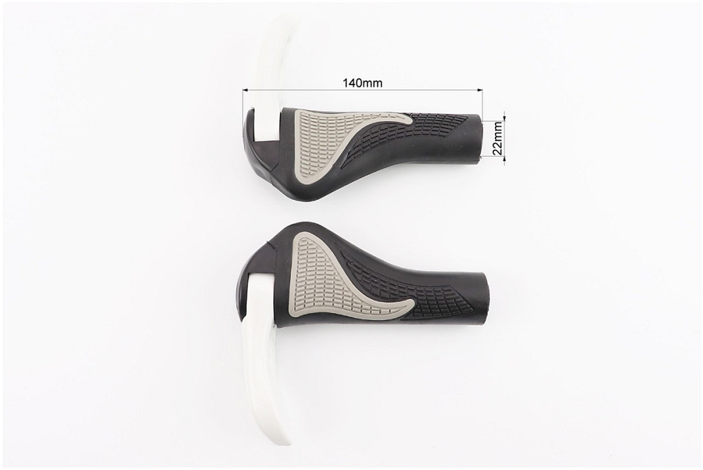 Ручки керма 140мм з затискачем Lock-On, ергономічні з ріжками, чорно-сіро-білі RB-BT1008 Киев - изображение 2