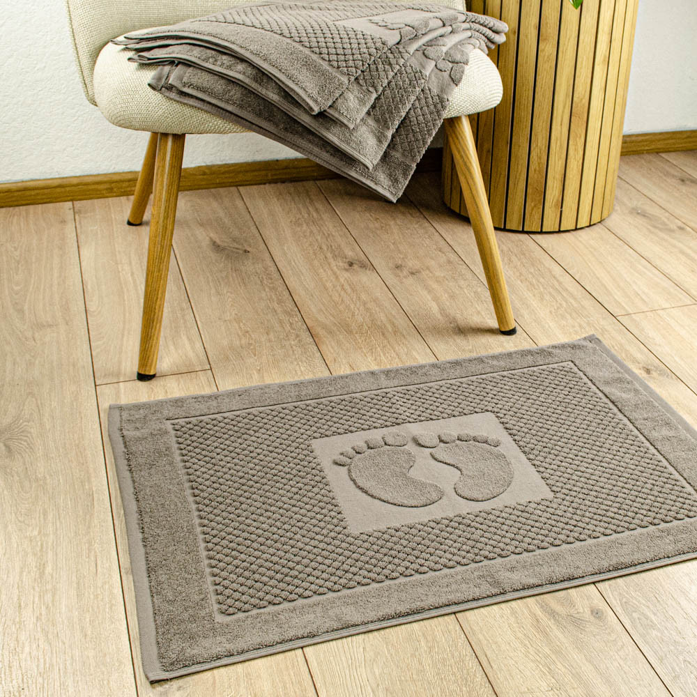 Махровий рушник жакардовий для ніг GM Textile 50х70см 600г/м2 (Попелястий) Суми - фото 2