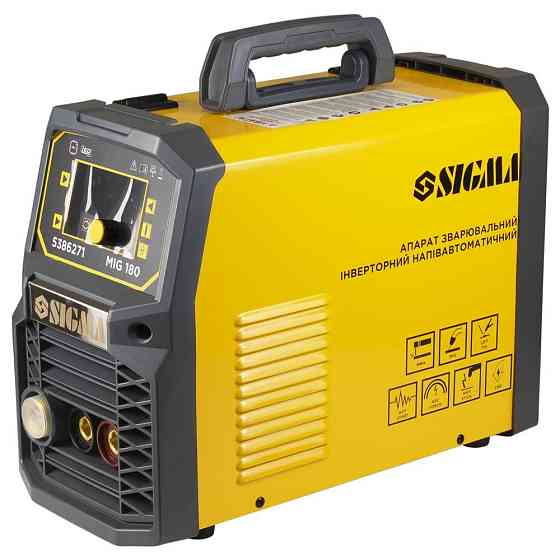 Апарат зварювальний інверторний напівавтомат MIG/MMA-180А електрод 5 мм дріт 0.8-1 мм LED SIGMA (5386271) Київ
