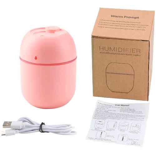 Ультразвуковий міні-зволожувач повітря 220 мл USB з підсвіткою, портативний дифузор для дому та офісу, рожевий Київ