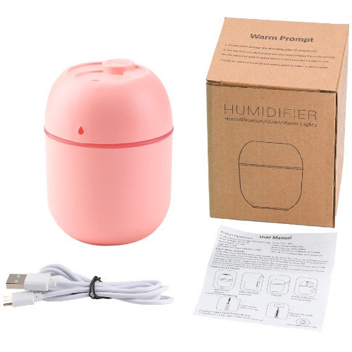 Ультразвуковий міні-зволожувач повітря 220 мл USB з підсвіткою, портативний дифузор для дому та офісу, рожевий Київ - фото 2