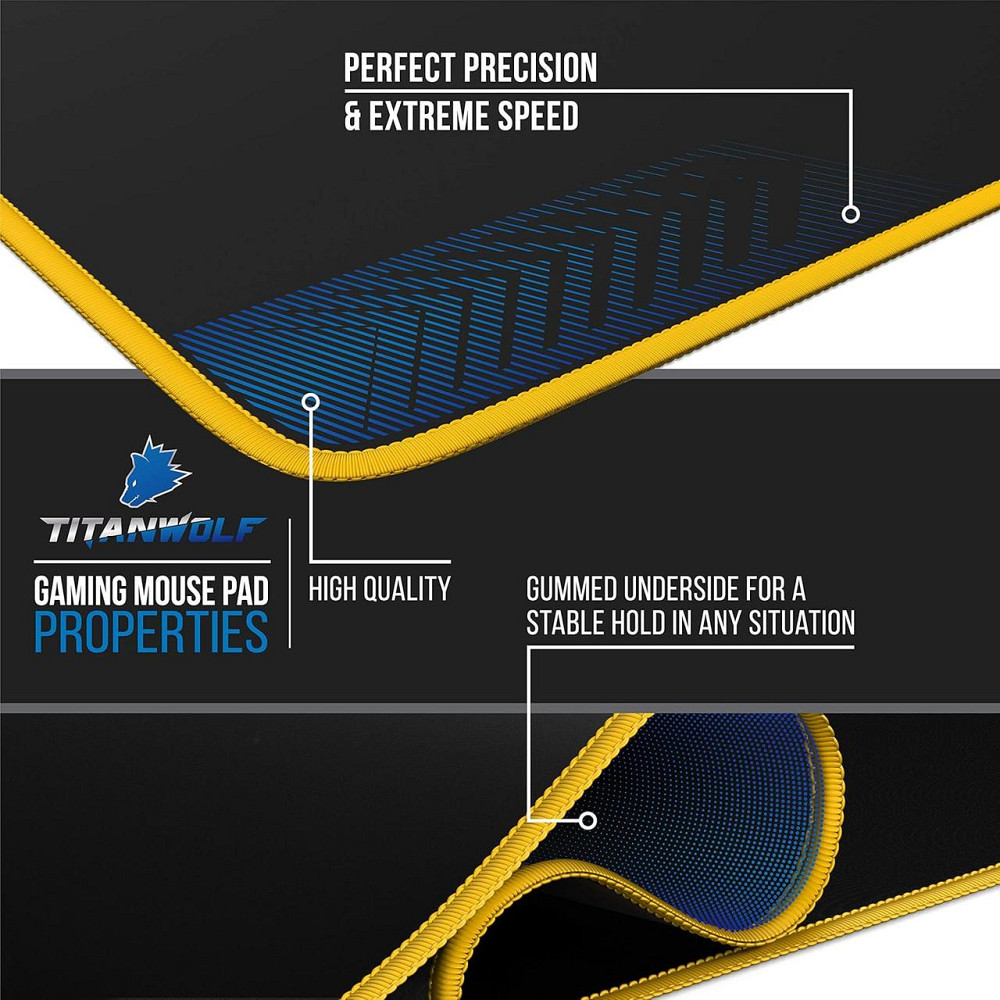 Коврик для мыши Titanwolf XXL Speed 303705 черный 900×400×3 мм игровый большой антискользящий тканевый Киев - изображение 4