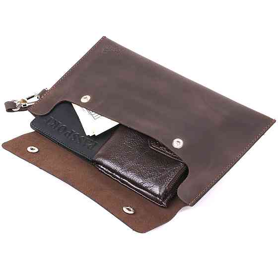 Кожаная винтажная тревел-косметичка Shvigel 16428 Коричневый Киев