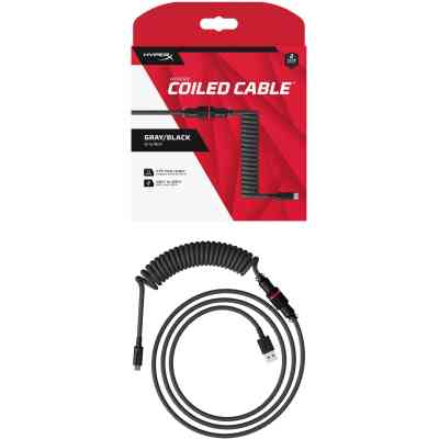 Дата кабель USB 2.0 AM to USB-C 1.37m coiled gray-black HyperX (6J679AA) Винница