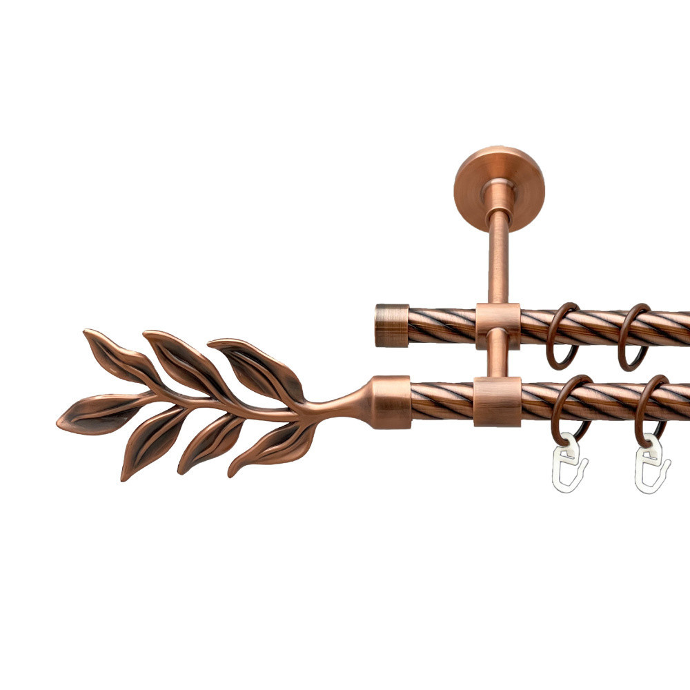 Карниз Orvit Лавр металевий дворядний закритий скручена труба кільце металеве Мідь 16\16 мм 300 см (00-00025310) Львів - фото 1