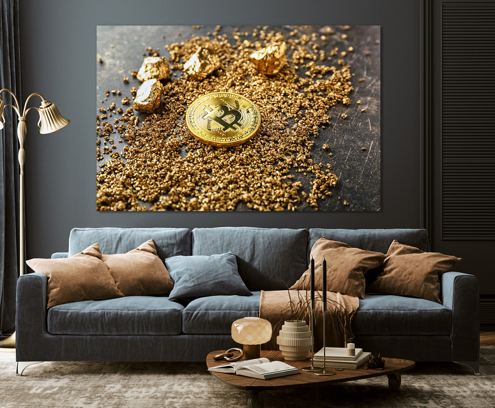 Картина полотно у вітальню / спальню  Біткоін      MLP_346 ( 60х30см ) Київ - фото 3