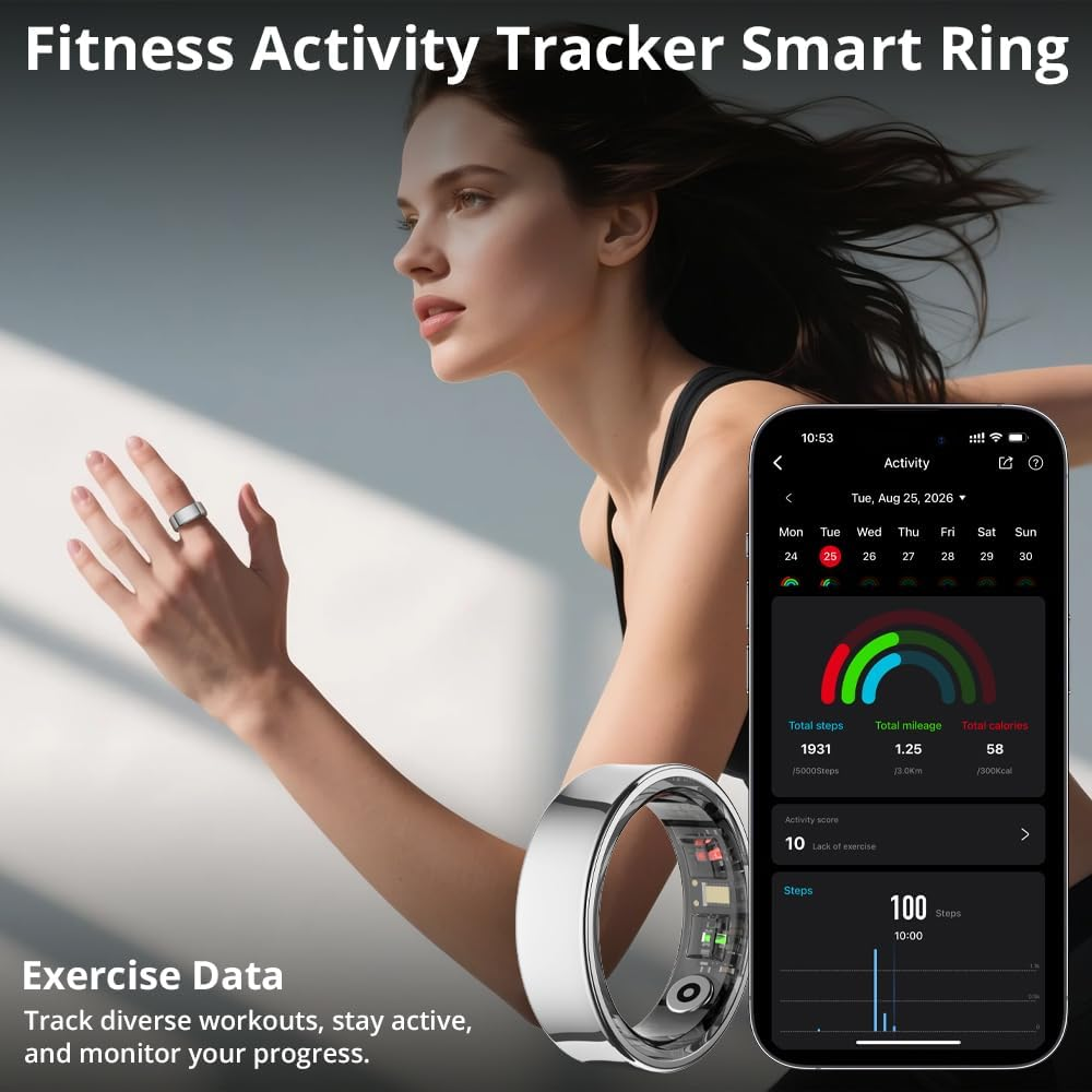Розумне кільце COLMI R09 Smart Ring, розмір 12, Bluetooth, пульс, моніторинг сну, температури та активності, сріблясте Київ - фото 7