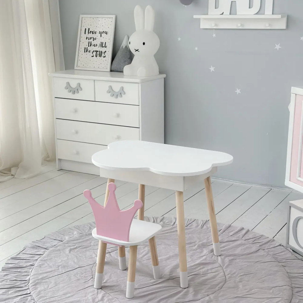Детский стол Облачко с нишей и стульчиком Корона (Белый с розовым) Винница - изображение 11