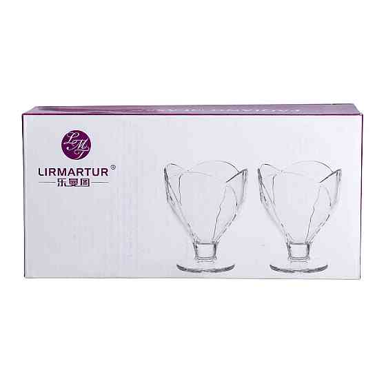 Yiwu Набір креманок на ніжці 6 шт креманки скляні для десертів, морозива, желе набір 180 мл HP- Киев