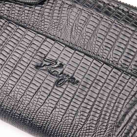 Современный складной бумажник из натуральной фактурной кожи KARYA 21129 Черный Киев