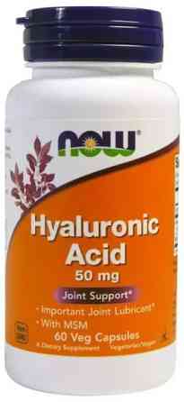 Гиалуроновая кислота + МСМ Now Foods Hyaluronic Acid 50 мг 60 капсул Киев