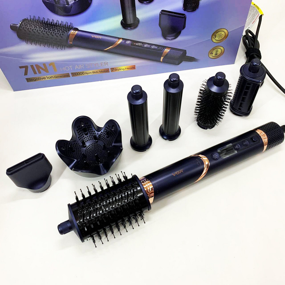 Хороший фен для випрямлення волосся VGR 7 в 1 V-477, Універсальна щітка-фен для волосся YP-39 Львів - фото 14