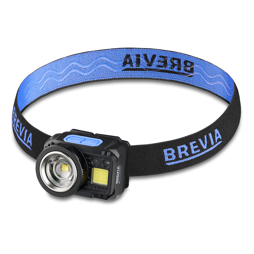 Ліхтар налобний Brevia 550Lm, 3W CREE XPG+COB, 1200mAh/3xAAA, Zoom, з сенсором білий/червоний Львів - фото 1
