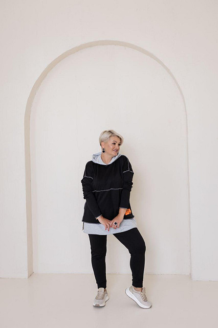 Женский прогулочный костюм двунитка Черный, 60/64 Одесса - изображение 3