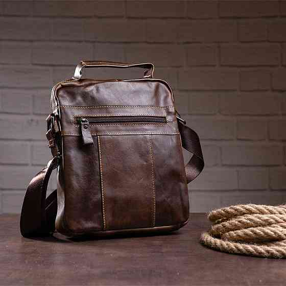 Сумка чоловіча шкіряна Vintage 14846 Коричнева Київ