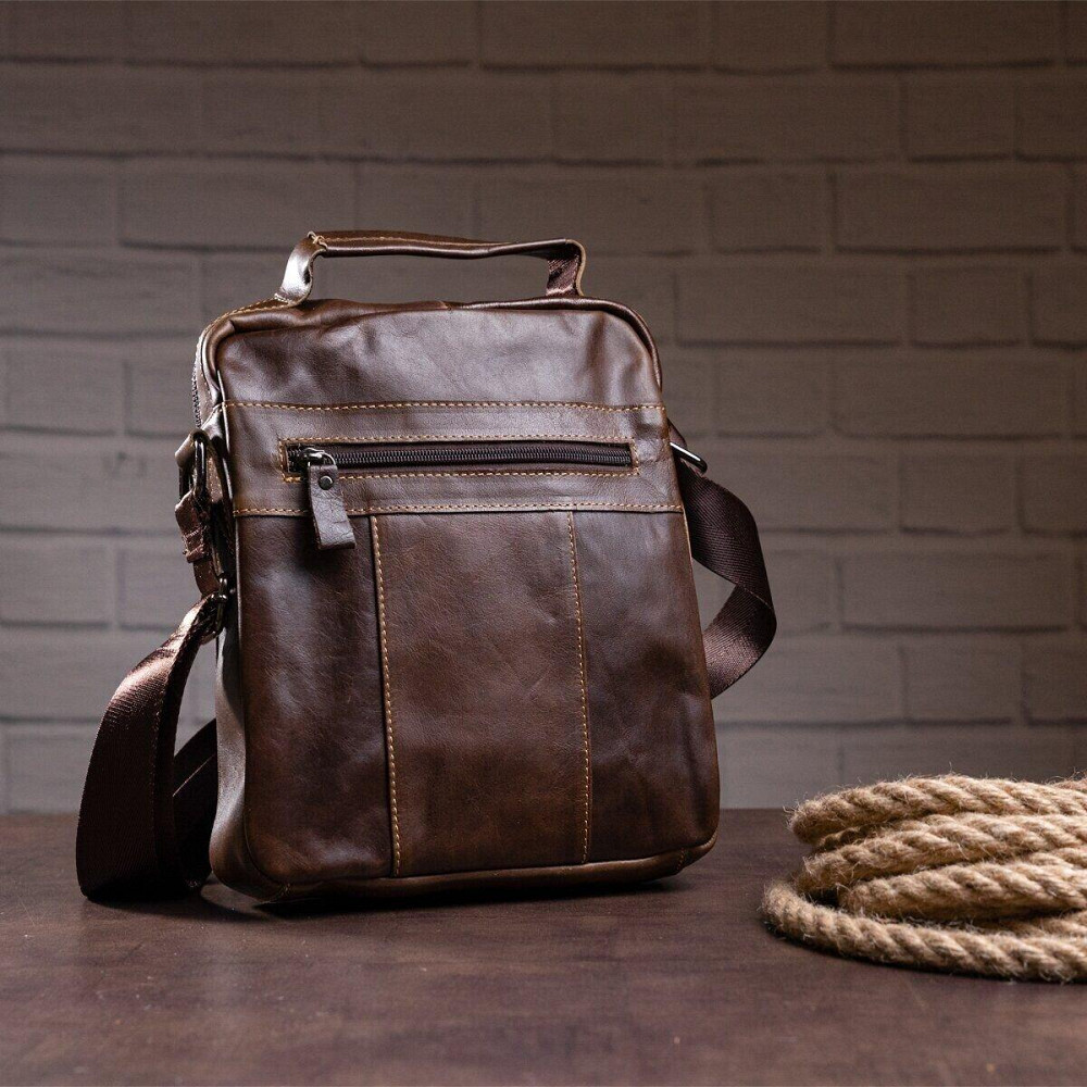 Сумка чоловіча шкіряна Vintage 14846 Коричнева Київ - фото 6
