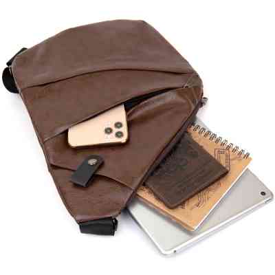 Сумка Vintage Слінг шкірозамінник Темно-коричнева (20566) Вінниця