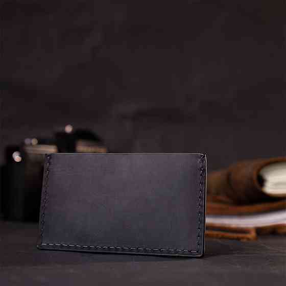 Практичный кард-кейс из натуральной кожи GRANDE PELLE 11665 Черный Киев