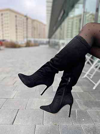 SANTINI Чоботи жіночі замшеві демісезонні весна-осінь на підборах чорні, натуральна замша р. 36 Коломыя