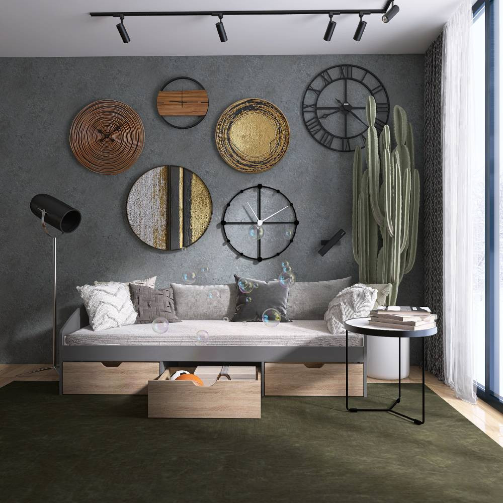 Ліжко односпальне з ящиками Еверест Комфорт 3 193х84х59 см Графіт/Дуб сонома (DTM-073832) Львів - фото 9