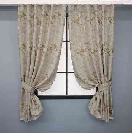 Комплект коротких штор VR-Textil Жаккард Мрамор Al3 № 1595ш Айвори с бежевым 145х170 см 2 шт (35-0241) Киев