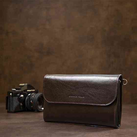 Чоловічий клатч з натуральної шкіри Коричневий (GRANDE PELLE) Київ