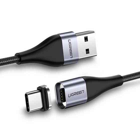 Магнитный кабель USB Type-C Ugreen для зарядки и передачи данных (Черный, 1м) Николаев