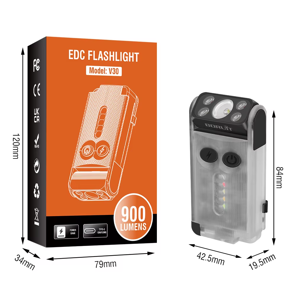 Фонарик брелок наключный Boruit V30 UV EDC 900лм Прозрачный Винница - изображение 3