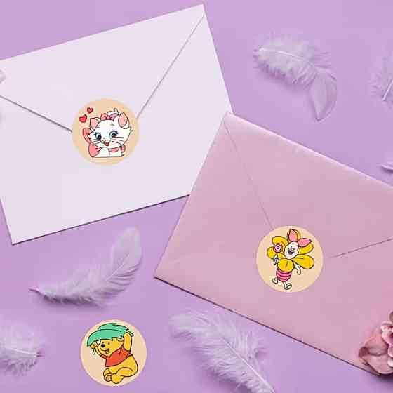 Стікери з мультяшними героями — Міккі, Мінні, Дональд, Дейзі, Бембі, Чіп і Дейл — рулон 500 шт Ø2.5 см Київ