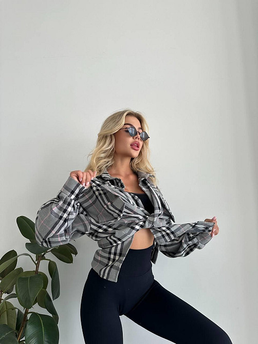 Жіноча тепла оверсайз сорочка в клітинку фланель 48/52 Одеса - фото 4
