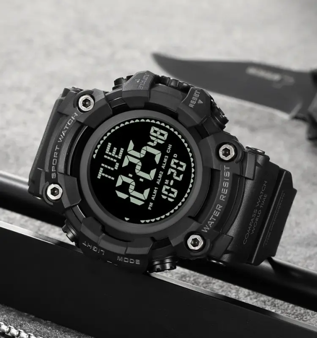 Чоловічий спортивний годинник Skmei 2037 з компасом (Чорний) Вінниця - фото 6