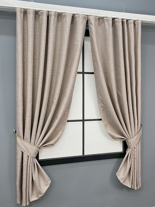 Комплект коротких штор VR-Textil ALORA-TON № 1874ш Бежевий 140х170см 2 шт (35-0439) Київ - фото 2