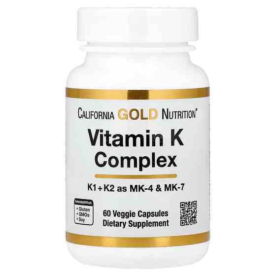 Комплекс витаминов группы K California Gold Nutrition Vitamin K Complex, 60 Veggie Capsules Луцк