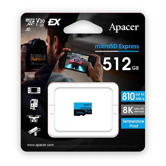 Карта памяти microSDXC (UHS-1 U3) Apacer Express 512Gb class 10 V30 A1 Read/Write:810/700 MB/sec (Compatible with Nintendo Київ