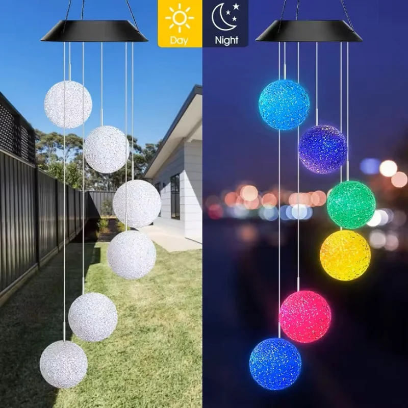 Садовая подвесная лампа MULTI 6 LED шаров солнечная гирлянда 7 цветов Одесса - изображение 2