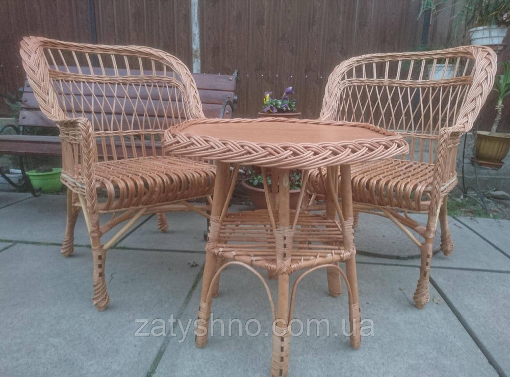Меблі плетені на балкон з шестигранним столом Київ - фото 1