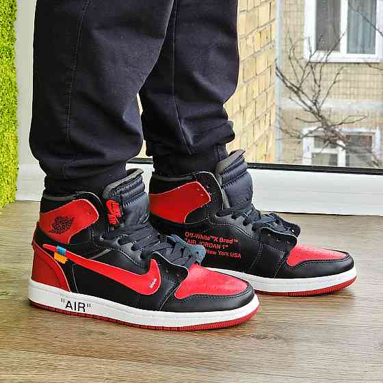 Кросівки Nike AIR Jordan Червоні Чоловічі Чорні Джордани Високі Найк (розміри: 41,42,43,44,45) Дніпро