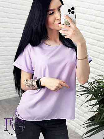 Літня блузка футболка вільного крою "Moment" оптом | Норма і батал 46-48, Лавандовий Київ