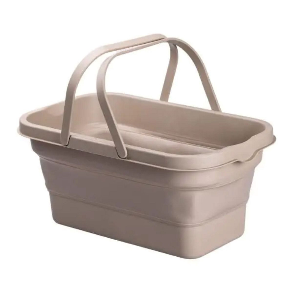 Складний кошик для пікніка з кришкою-столиком 44.8х26х14 см Бежевий SJ-0120BE Коломия - фото 2