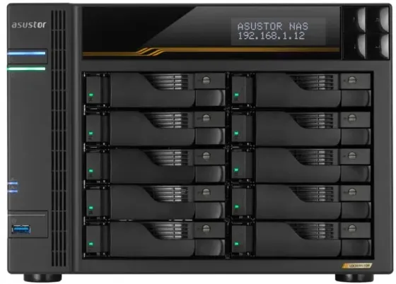 Сервер Сервер Asustor LOCKERSTOR 10 Gen3 AS6810T 10-bay, AMD Ryzen V3C14 Cztery rdzenie 2.3GHz, 16G ECC DDR5, 4x M.2 PCIe (NVMe), Київ