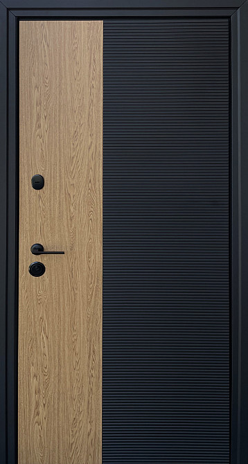 Двері квартирні. Серія МДФ/МДФ «Strimex Nissha» Модель: Duality Дуб+Софт/Білий мат. Короб RAL 9005/RAL 9003 Київ - фото 1