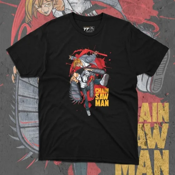 Футболка для подростка мальчика с принтом Человек Бензопила Денджи і Пауер Размер 160 Anime10474 Днепр