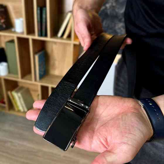 Шкіряний чоловічий ремінь з автоматичною пряжкою Київ