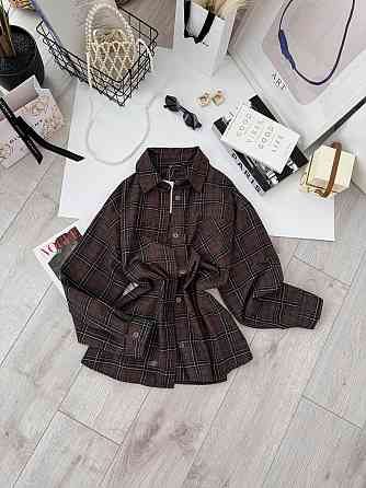 Женская базовая оверсайз рубашка в клетку Шоколад Одесса